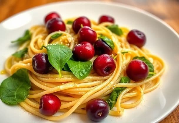 Pasta met Spinazie en Kersen