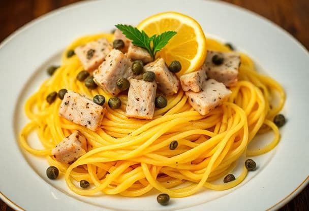 Spaghetti Pompoen met Tonijn en Kappertjes