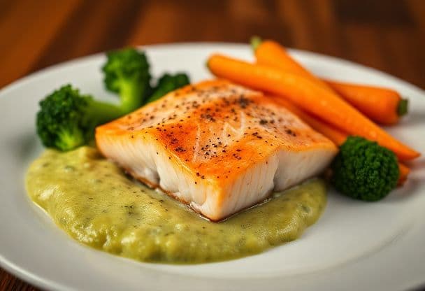 Zalmfilet met Broccolipuree en Wortels